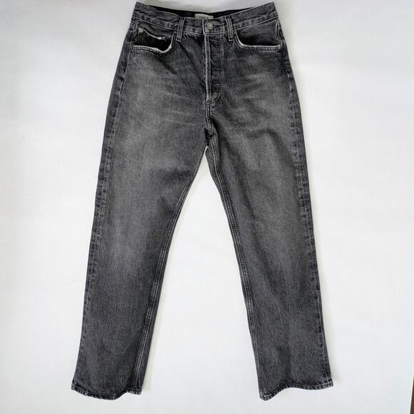 AGOLDE Fran Low Slung Jeans 26 Charcoal Straight Leg Rigid Button Fly - Picture 1 of 11